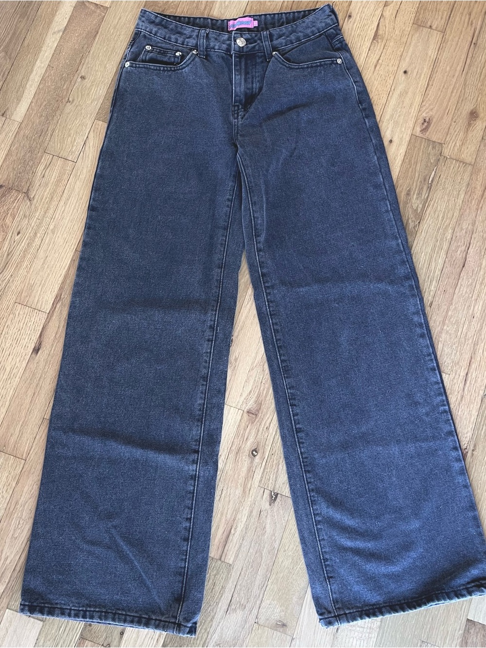 Edikted Raelynn Washed Low Rise Straight Leg Loose Fit Size XS / 26" Black Jeans